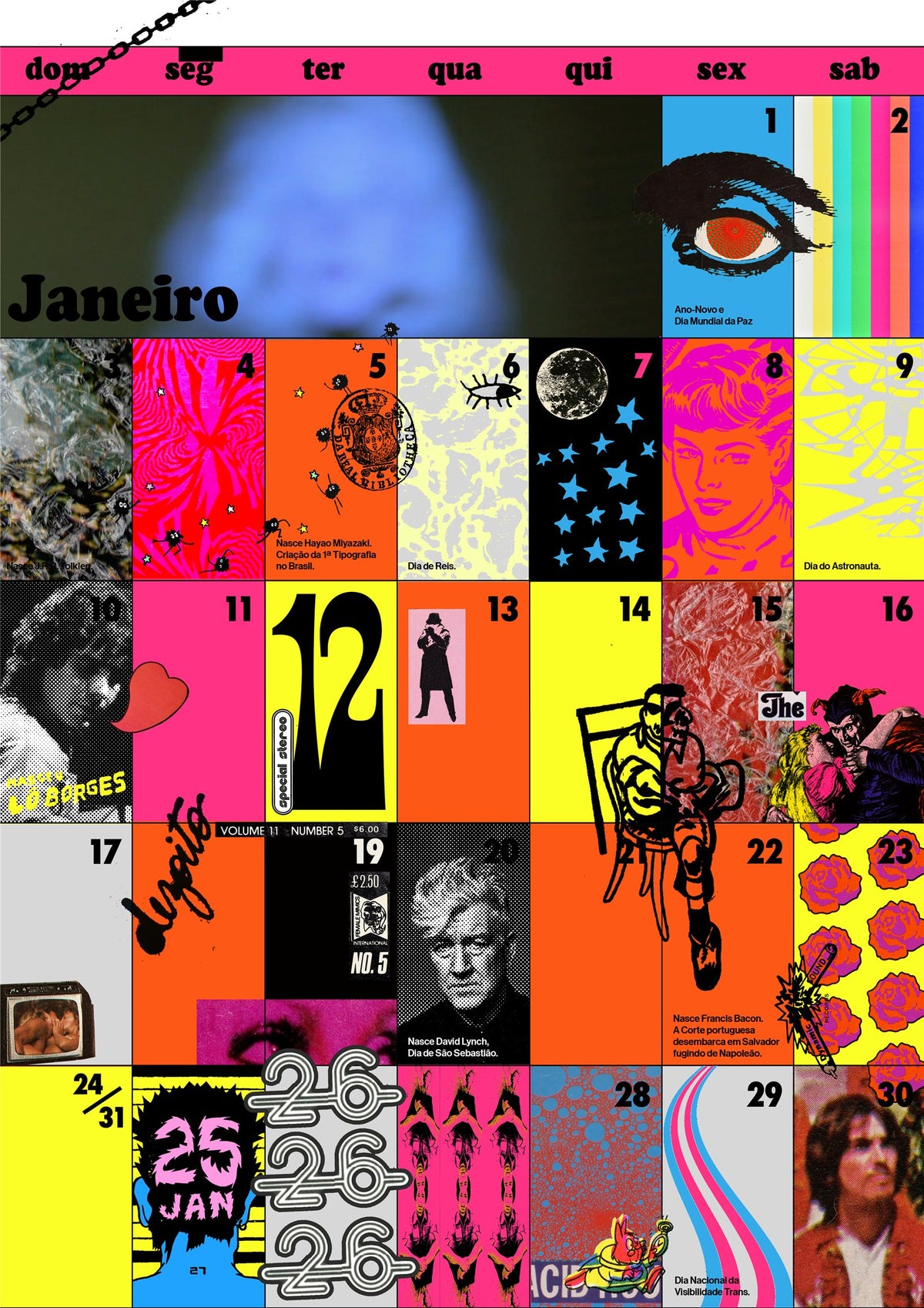 Página de janeiro do calendário